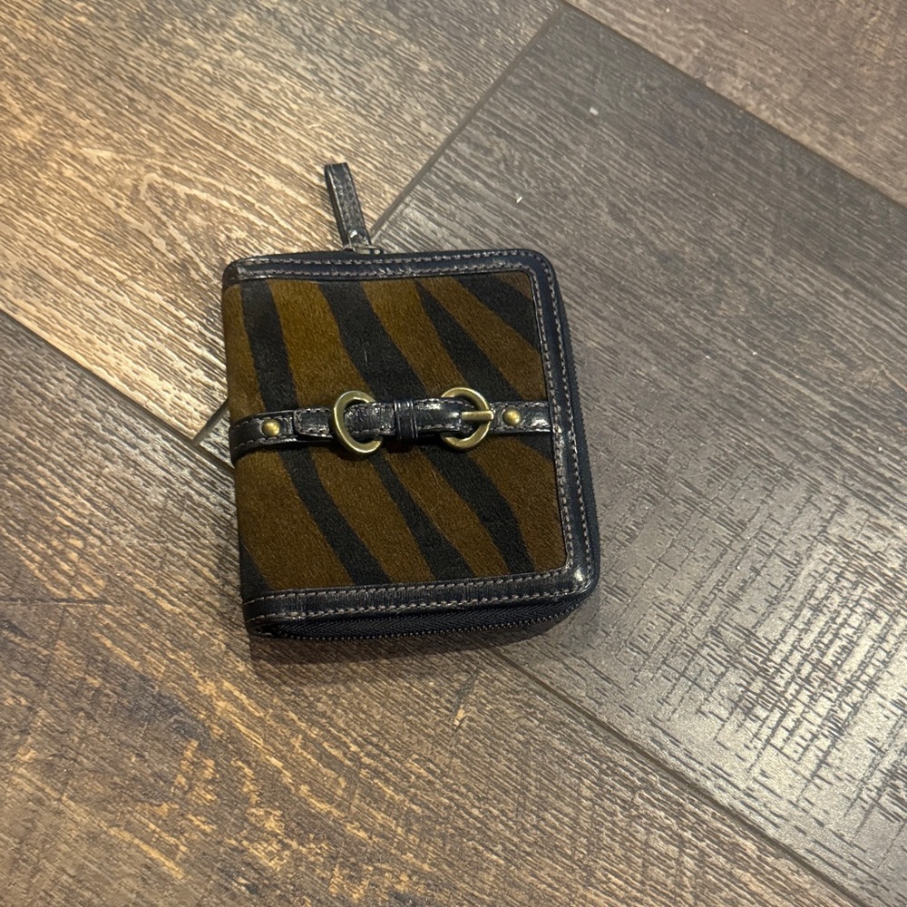 Coach Black and Brown Striped Wallet